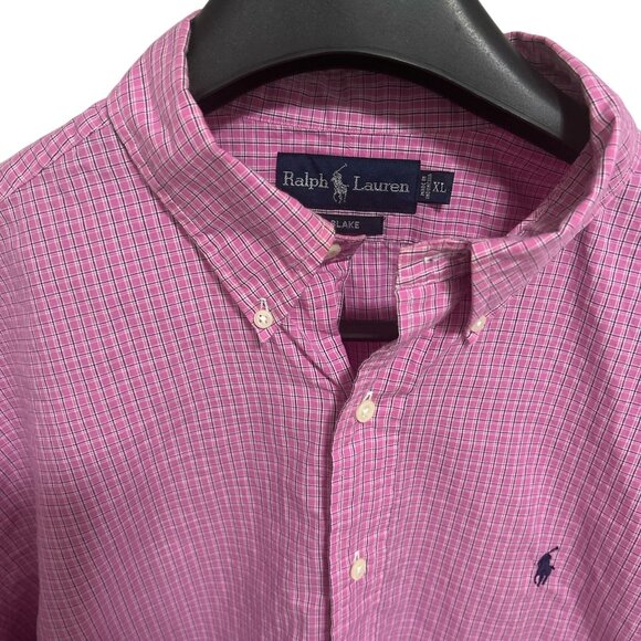 Ralph Lauren Mens Blake Button Down Short Sleeve Pink Check Shirt XL - Picture 5 of 6